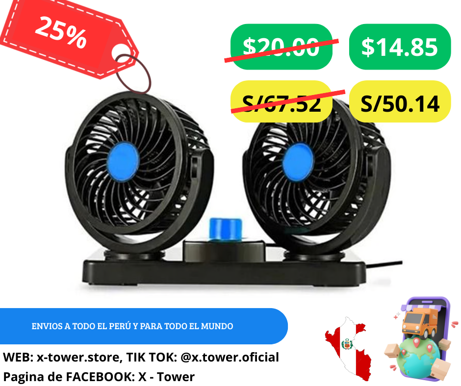Ventilador doble para autos 12V