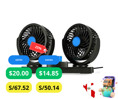 Ventilador doble para autos 12V
