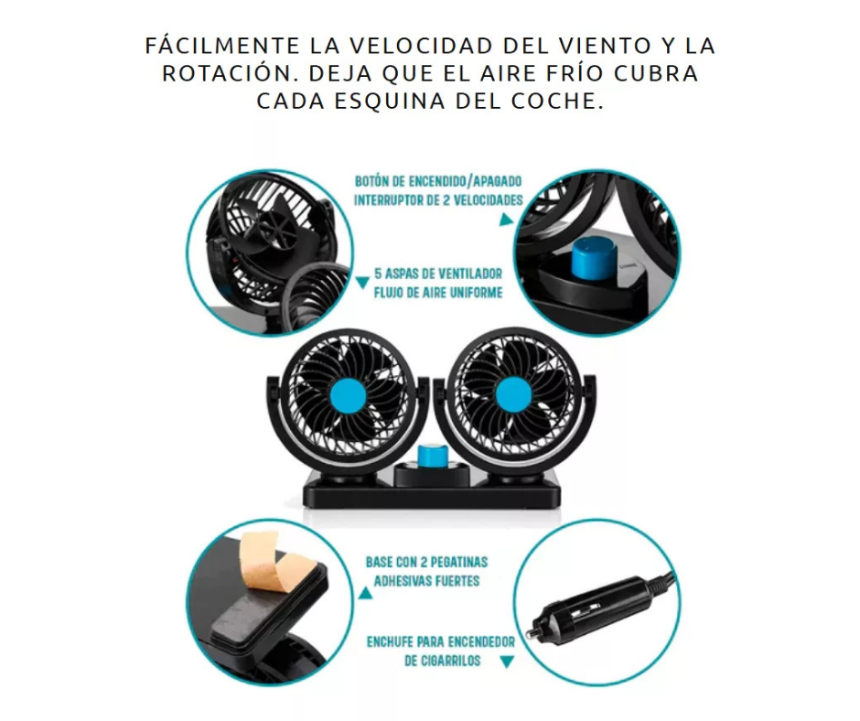 Ventilador doble para autos 12V